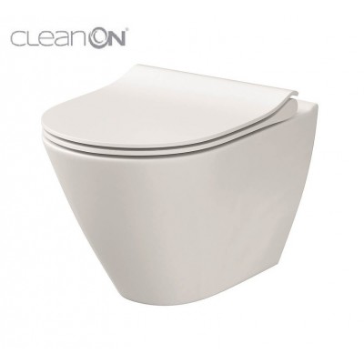 Cersanit Set 743 vas wc suspendat City oval New CleanOn cu capac slim duroplast inchidere lenta