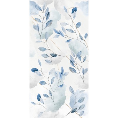 Gresie Porțelanată Rectificată 60x120 R LINE - Decor Frunze - Satin Matt - Alb