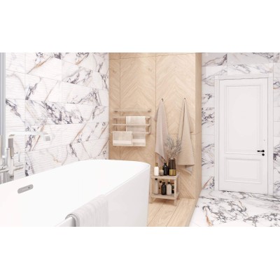 Gresie Porțelanată Rectificată Lucioastă 60x120 R MONET - Alb