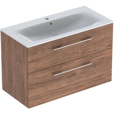 MOBILIER 100 CM SELNOVA SQUARE CU LAVOAR, DOUA SERTARE,NUC AMERICAN HICKORY