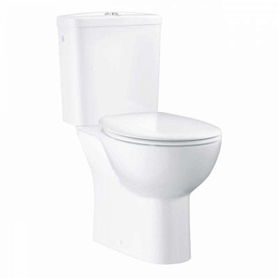 SET VAS WC BAU CERAMIC RIMLESS EVACUARE LATERALA CU REZERVOR ALIMENTARE LATERALA SI CAPAC SOFT-CLOSE, 61.9X36.4