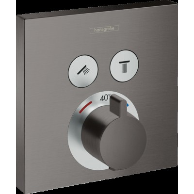 Ornament baterie dus termostatica  ShowerSelect, 2 iesiri, necesita IBOX - brushed black chrome