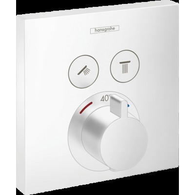 Ornament baterie dus termostatica  ShowerSelect, 2 iesiri, necesita IBOX - matt white