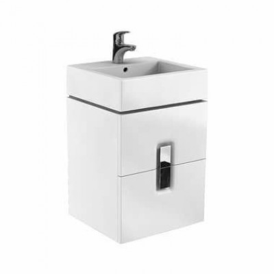 MOBILIER TWINS PENTRU LAVOAR 50 CM, CU 2 SERTARE, ALB LUCIOS