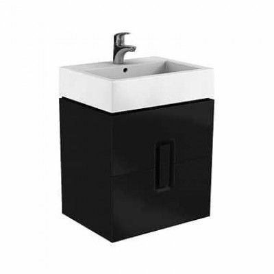 MOBILIER TWINS PENTRU LAVOAR 60 CM, CU 2 SERTARE, NEGRU MAT
