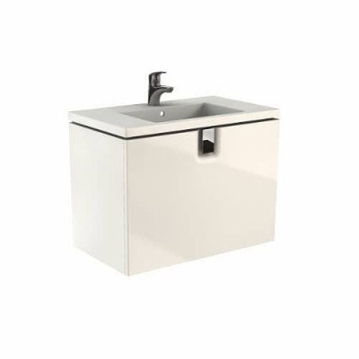 MOBILIER TWINS PENTRU LAVOAR 80 CM, CU UN SERTAR, ALB LUCIOS