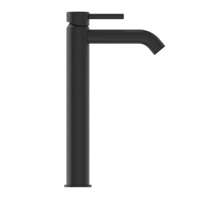 BATERIE CERALINE PENTRU LAVOAR CU PIPA INALTA ,TIP VESSEL , FARA VENTIL ,SILK BLACK