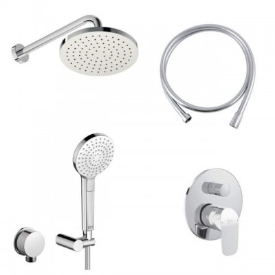 SET CERAFLEX PROMO 4 IN 1 , CAP DUS 200 MM, PARA DUS EVO ROUND 110 MM 3 JET, FURTUN DUS IDEALFLEX 1750 MM