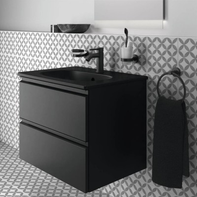 MOBILIER TESI SUSPENDAT 60 CM, 2 SERTARE, NEGRU MAT