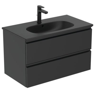 MOBILIER TESI SUSPENDAT 80 CM, 2 SERTARE, NEGRU MAT