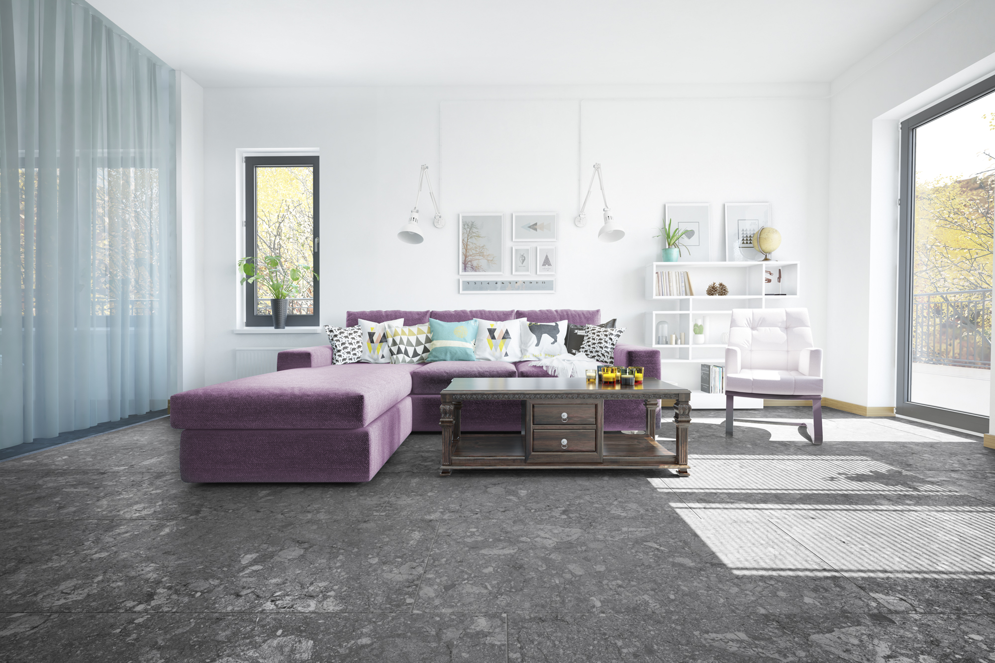 Gresie Porțelanată Rectificată Interior, Exterior 60x120 R CAMBRIA - Antracit - KAI Ceramics