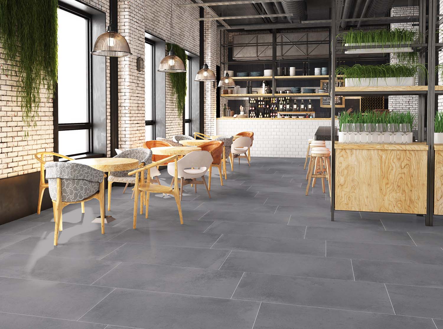 Gresie Porțelanată Rectificată Interior, Exterior 60x120 R DISTRICT - Gri  - KAI Ceramics