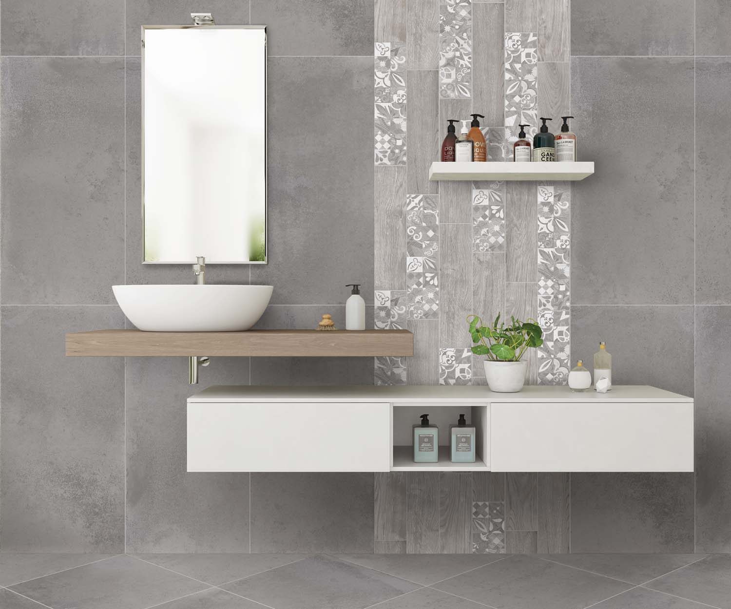 Gresie Porțelanată Rectificată Interior, Exterior 60x120 R DISTRICT - Gri  - KAI Ceramics