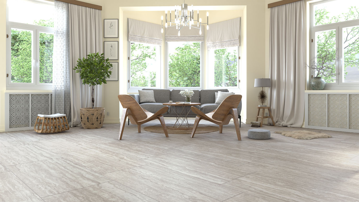 Gresie Porțelanată Rectificată 60x120 R ETERNAL - Greige