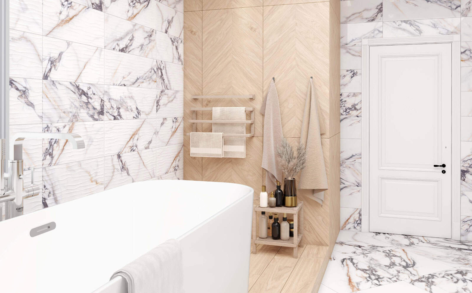 Gresie Porțelanată Rectificată Interior, Exterior 60x120 R MONET - Alb - KAI Ceramics