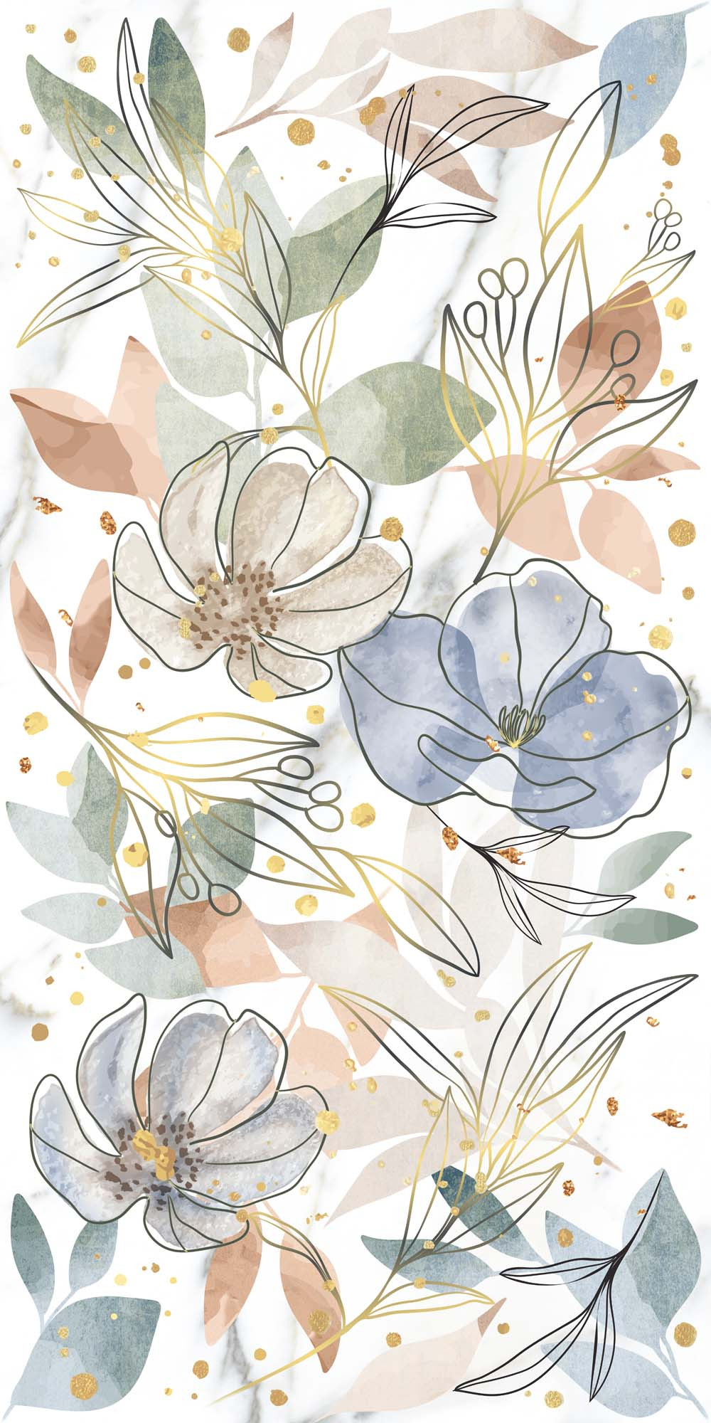 Gresie Porțelanată Rectificată 60x120 R QUARRY - Satin Matt - Decor - Floral-Alb