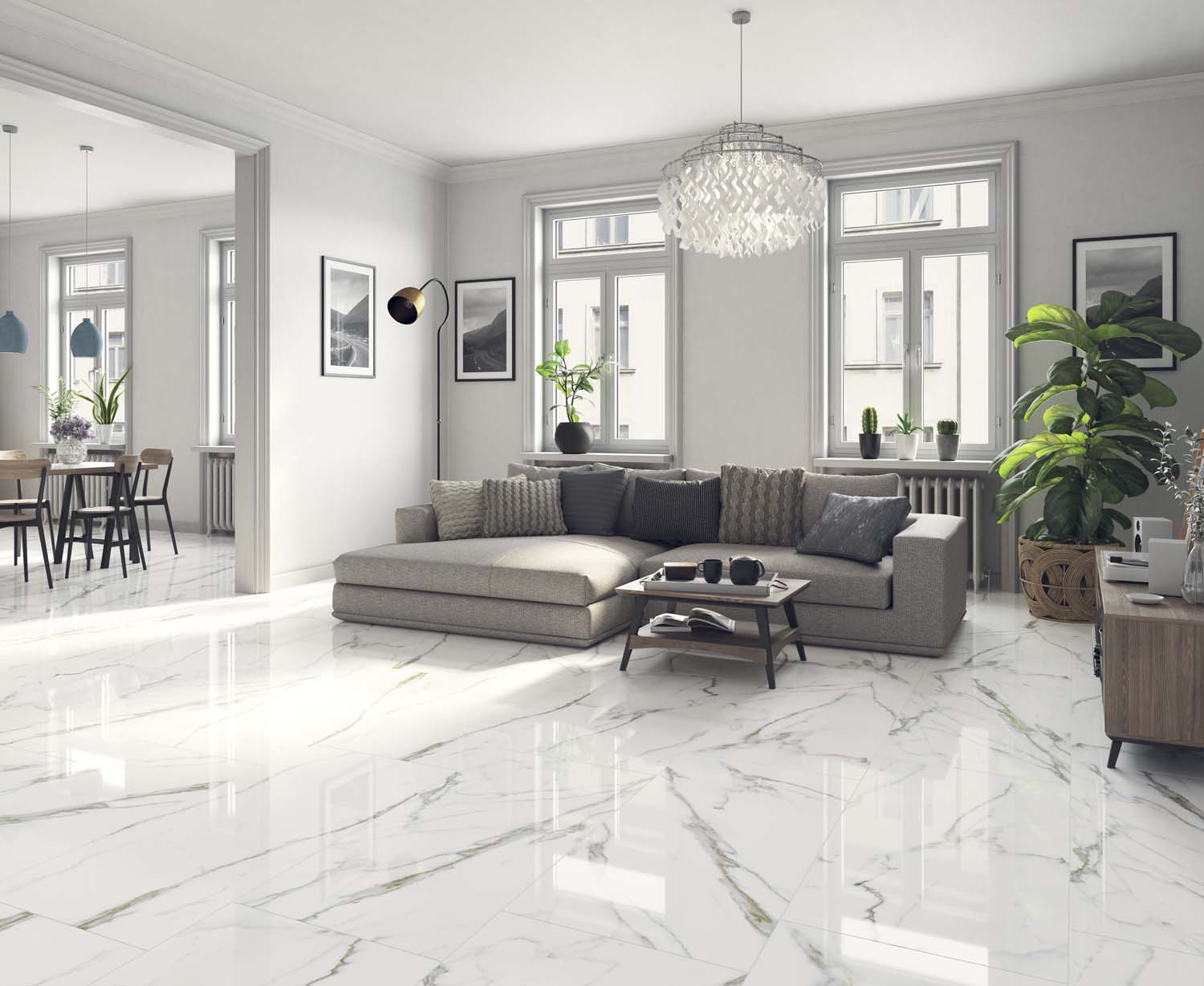 Gresie Porțelanată Rectificată Lucioasă Interior, Exterior 60x120 R QUARRY - Alb - KAI Ceramics