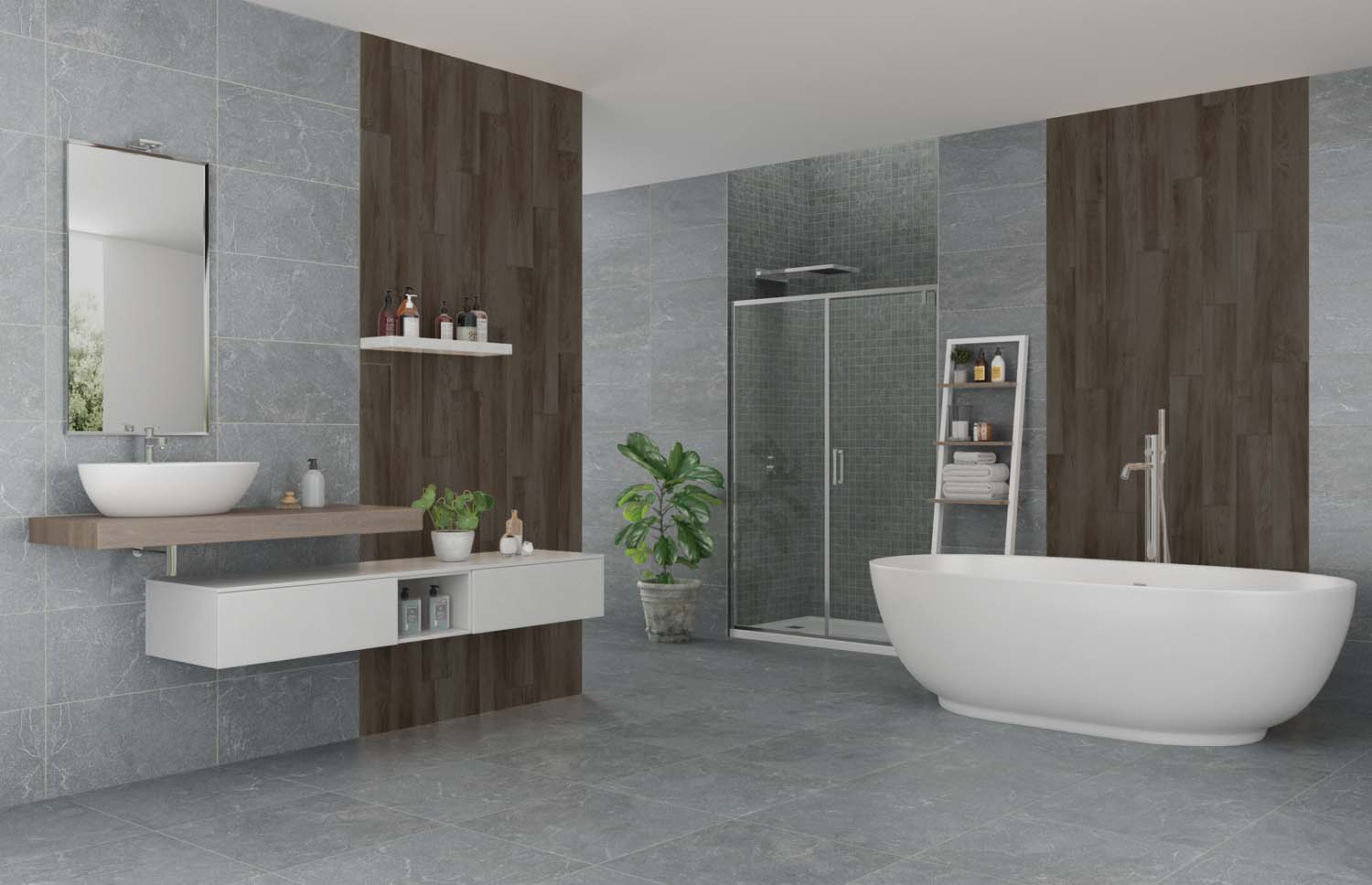 Gresie Porțelanată Rectificată 60x120 R STONELINE - Antracit