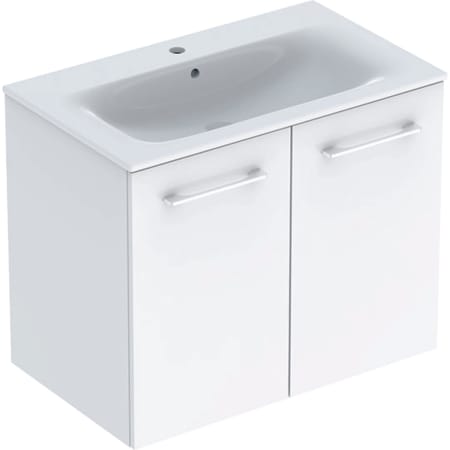 MOBILIER 80 CM SELNOVA SQUARE CU LAVOAR, DOUA USI, ALB