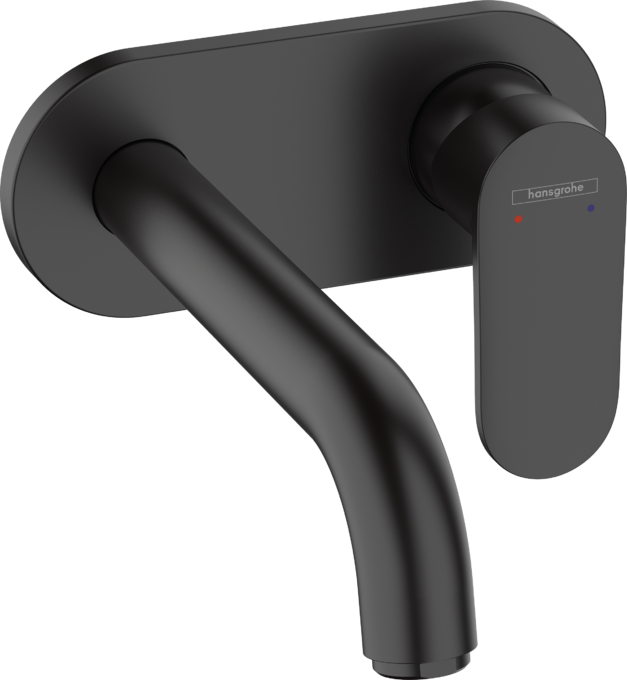 ORNAMENT BATERIE LAVOAR PERETE VERNIS BLEND CU PIPA 205 MM, NEGRU MAT