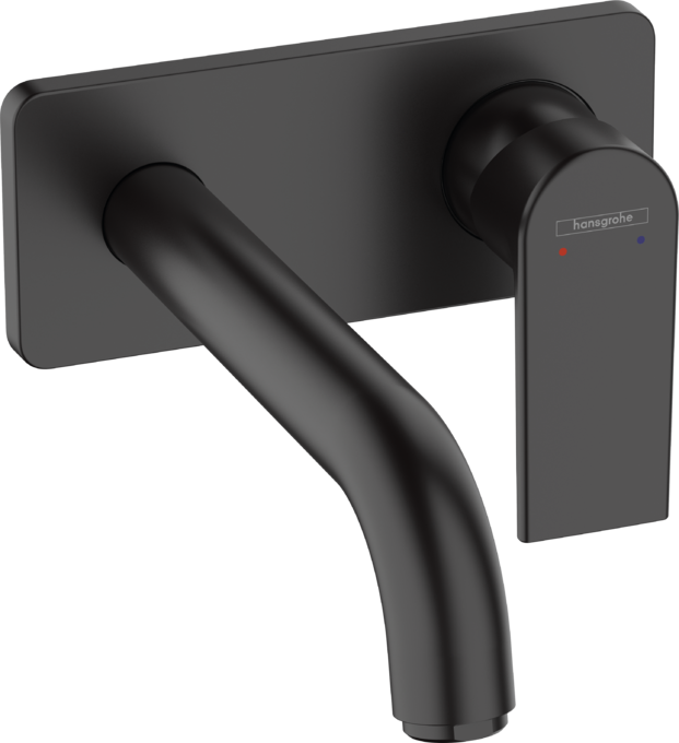 ORNAMENT BATERIE LAVOAR PERETE VERNIS SHAPE CU PIPA 205 MM, NEGRU MAT