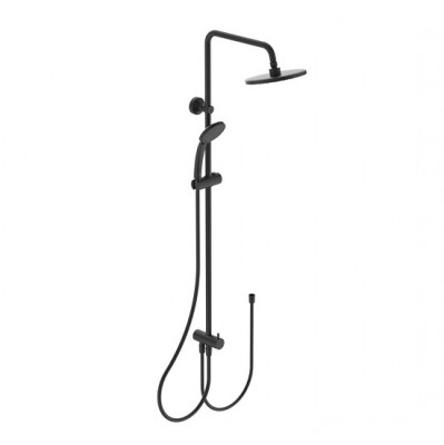 SISTEM DUS IDEALRAIN SILK BLACK ,CAP DUS 200 MM,FURTUN IDEALFLEX 1750MM SI PARA 100 MM (SE POATE CONECTA LA ORICE BATERIE DE DUS)