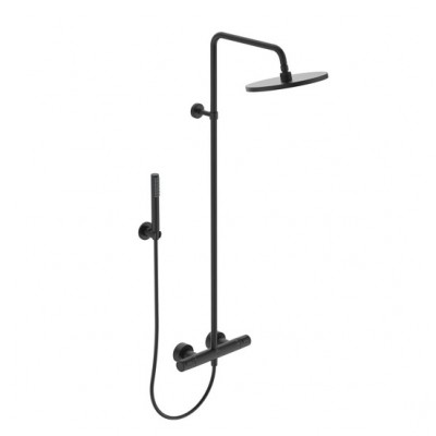 SISTEM DUS TERMOSTATIC CERATHERM T25 SILK BLACK ,CAP DUS 300 MM, FURTUN IDEALFLEX 1750MM SI PARA DUS STICK