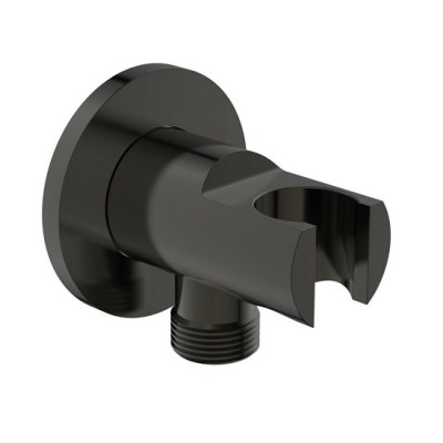 SUPORT PARA DUS CU CONECTOR PERETE 1/2 SILK BLACK