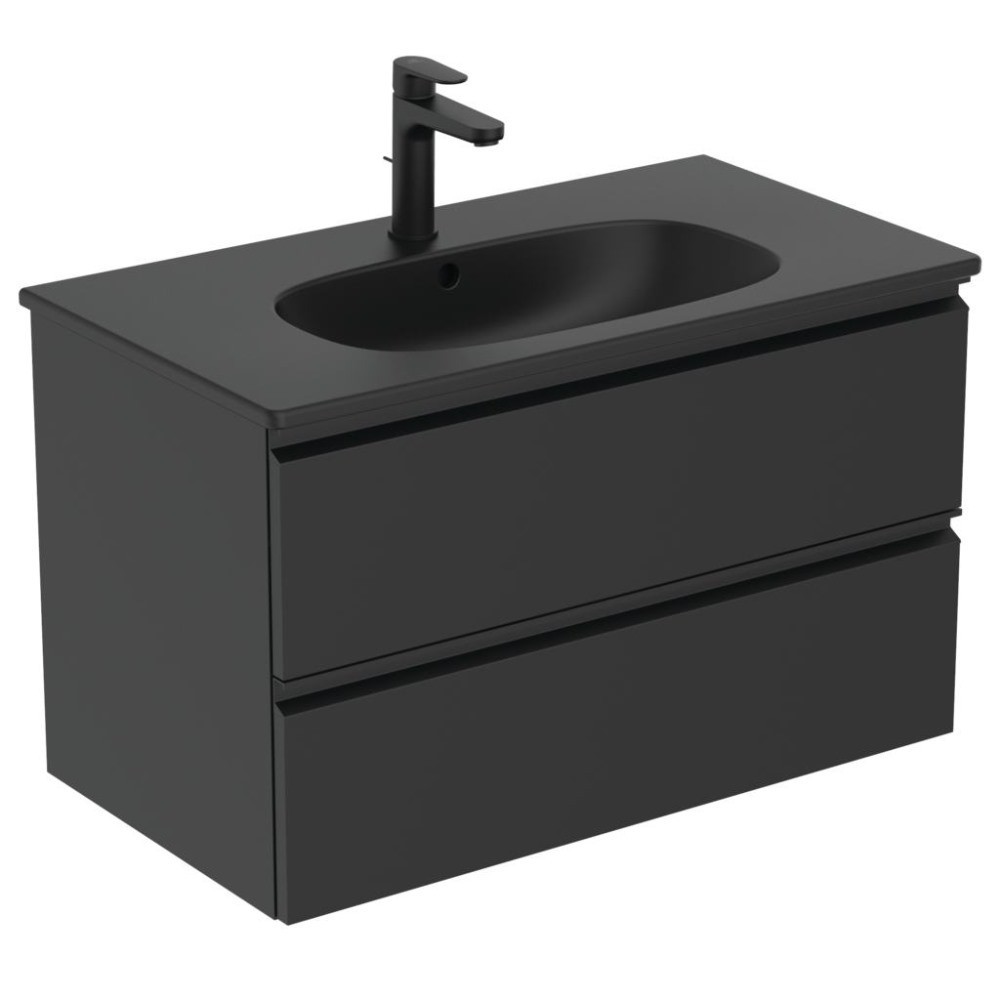 MOBILIER TESI SUSPENDAT 80 CM, 2 SERTARE, NEGRU MAT
