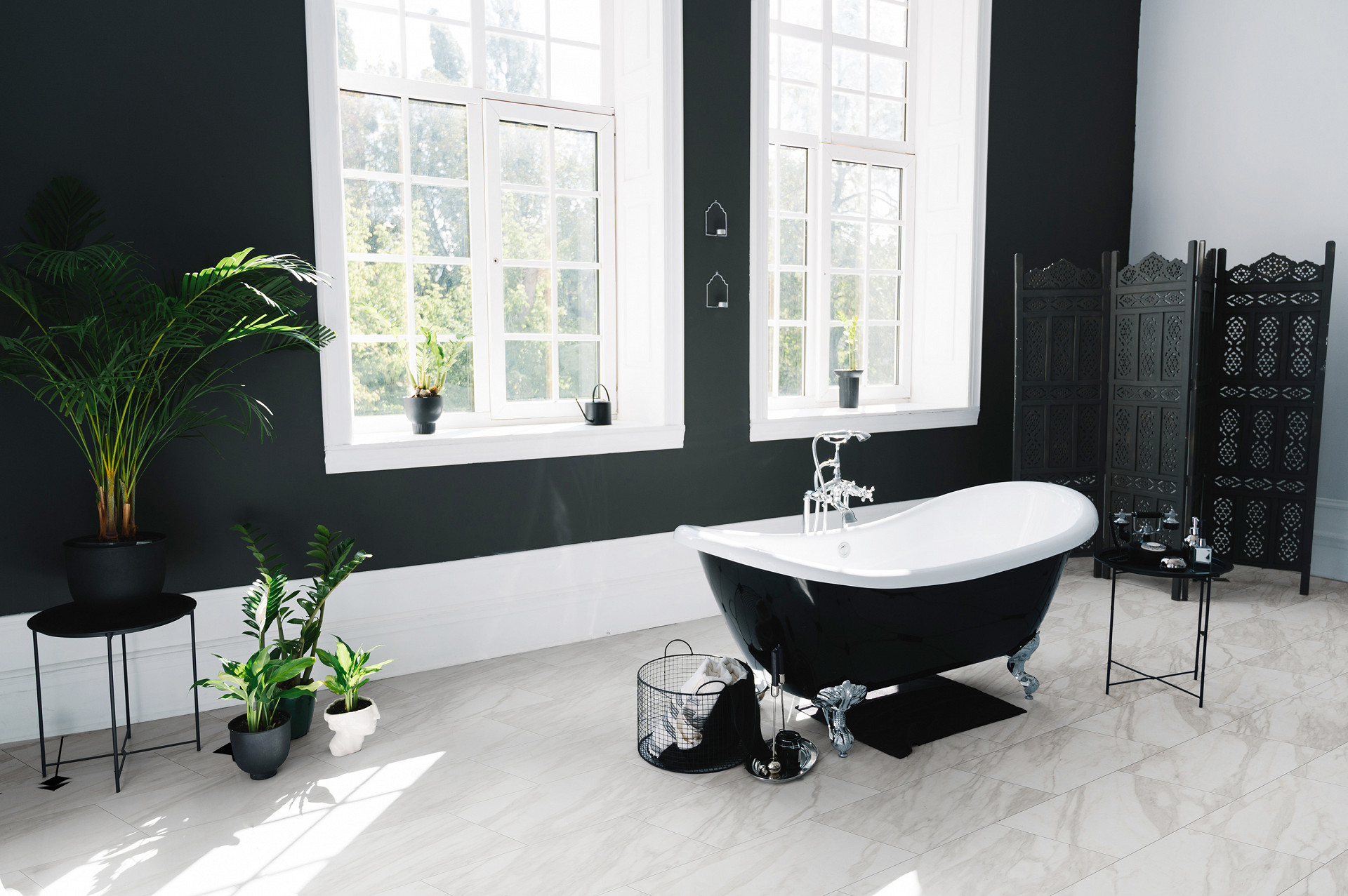 Panou decorativ impermeabil Rocko Tiles Black 0190