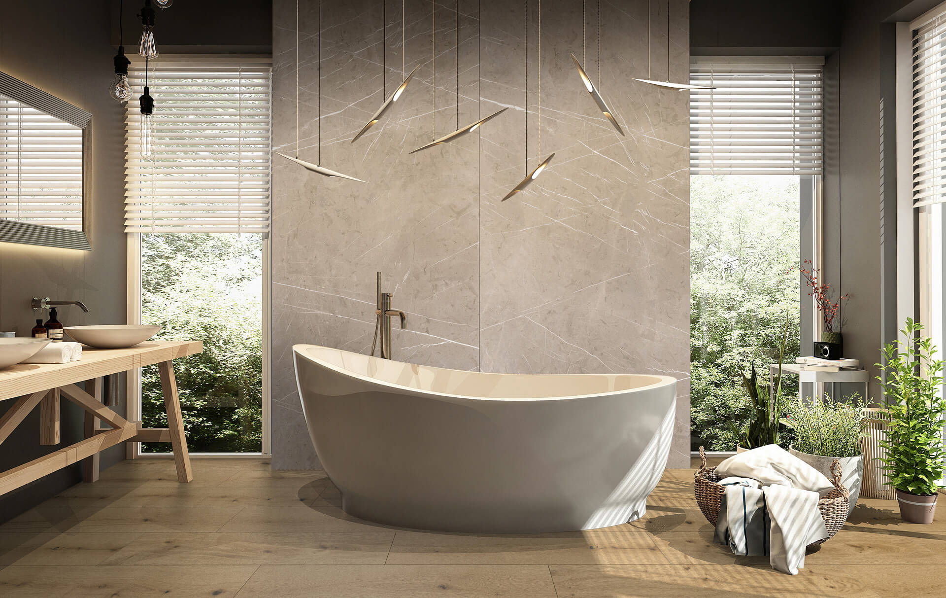 Panou decorativ impermeabil Rocko Tiles Beige Pietra Marble K024