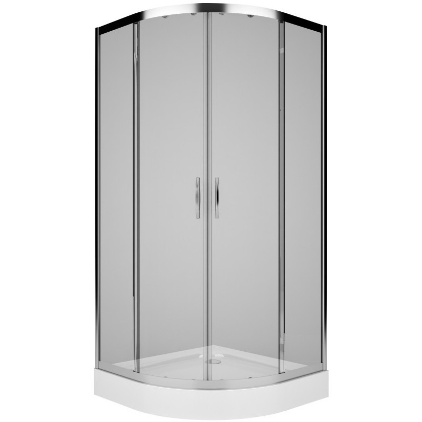 CABINA DUS REKORD 90X90 SEMIROTUNDA, H. 185 CM, STICLA TRANSPARENTA, PROFIL CROM